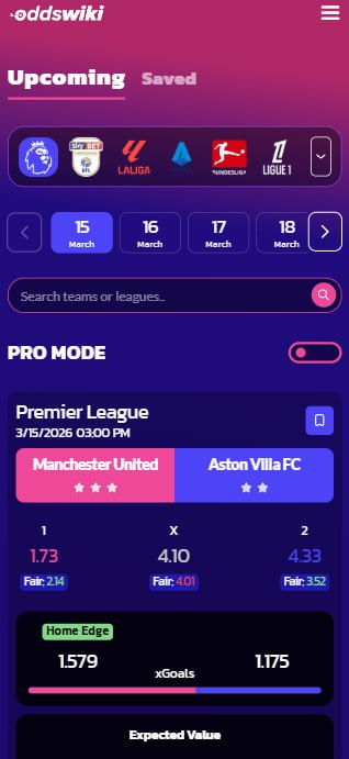 OddsWiki App Screen